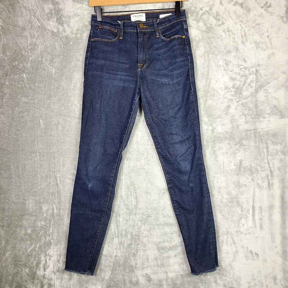 Frame Le High Skinny Saltair Stretch Jeans Raw Hem Womens Size 29